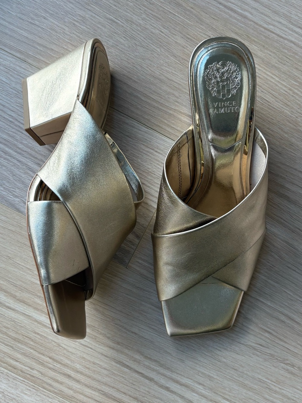 Gold Leather Mules